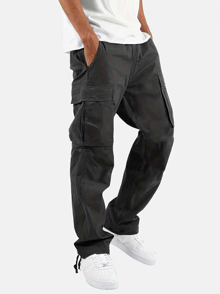 Herren Baggy-Jeans Cargohose mit Taschen in Schwarz