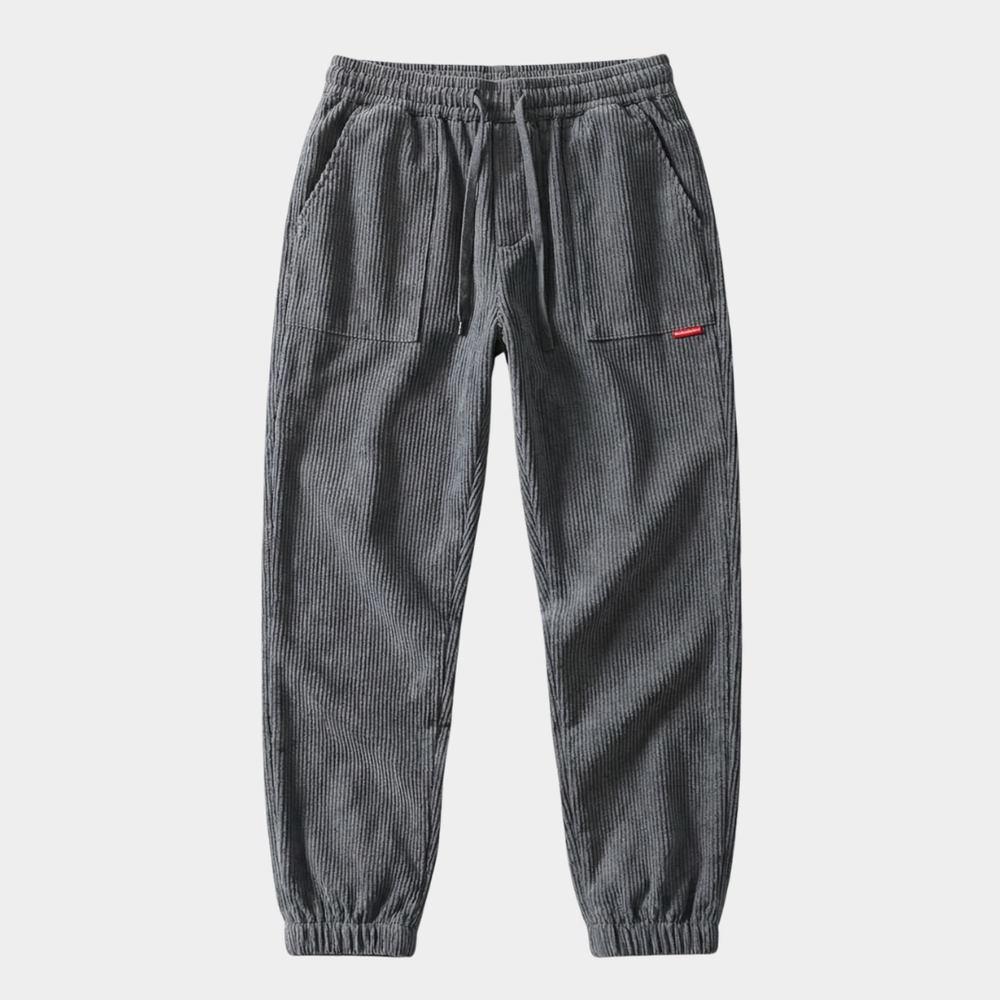 Herren Baggy Joggers mit Rippendetail und Raffung in Grau