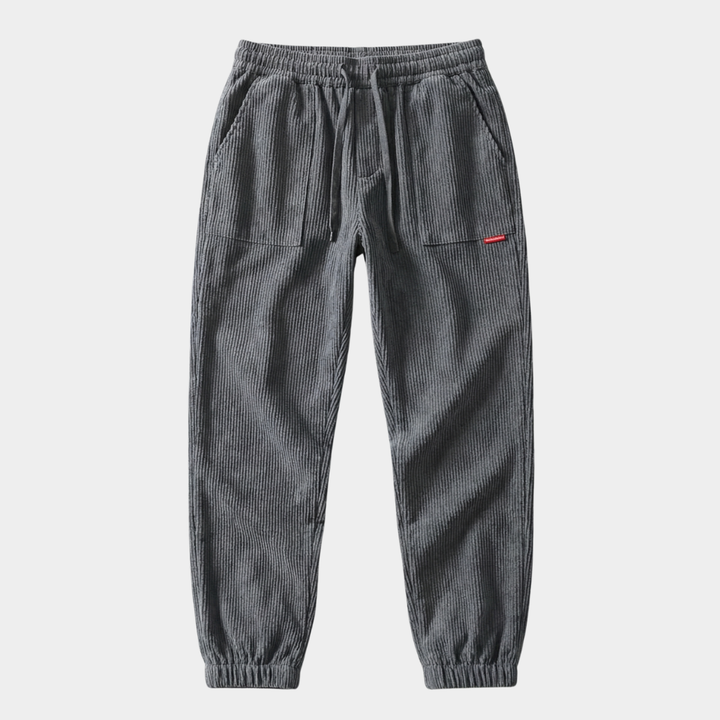 Herren Baggy Joggers mit Rippendetail und Raffung in Grau