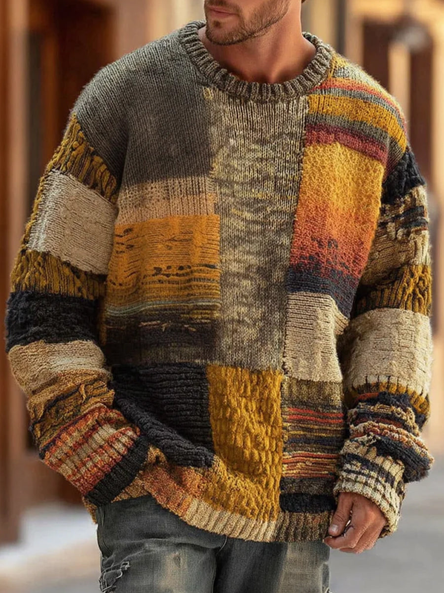 Herren Baumwoll-Pullover mit modernem Druckdesign für Herbst in Abstract