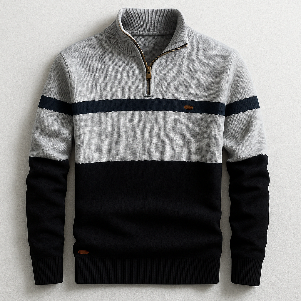 Herren Baumwoll Pullover zum Schichten in Grau Marineblau