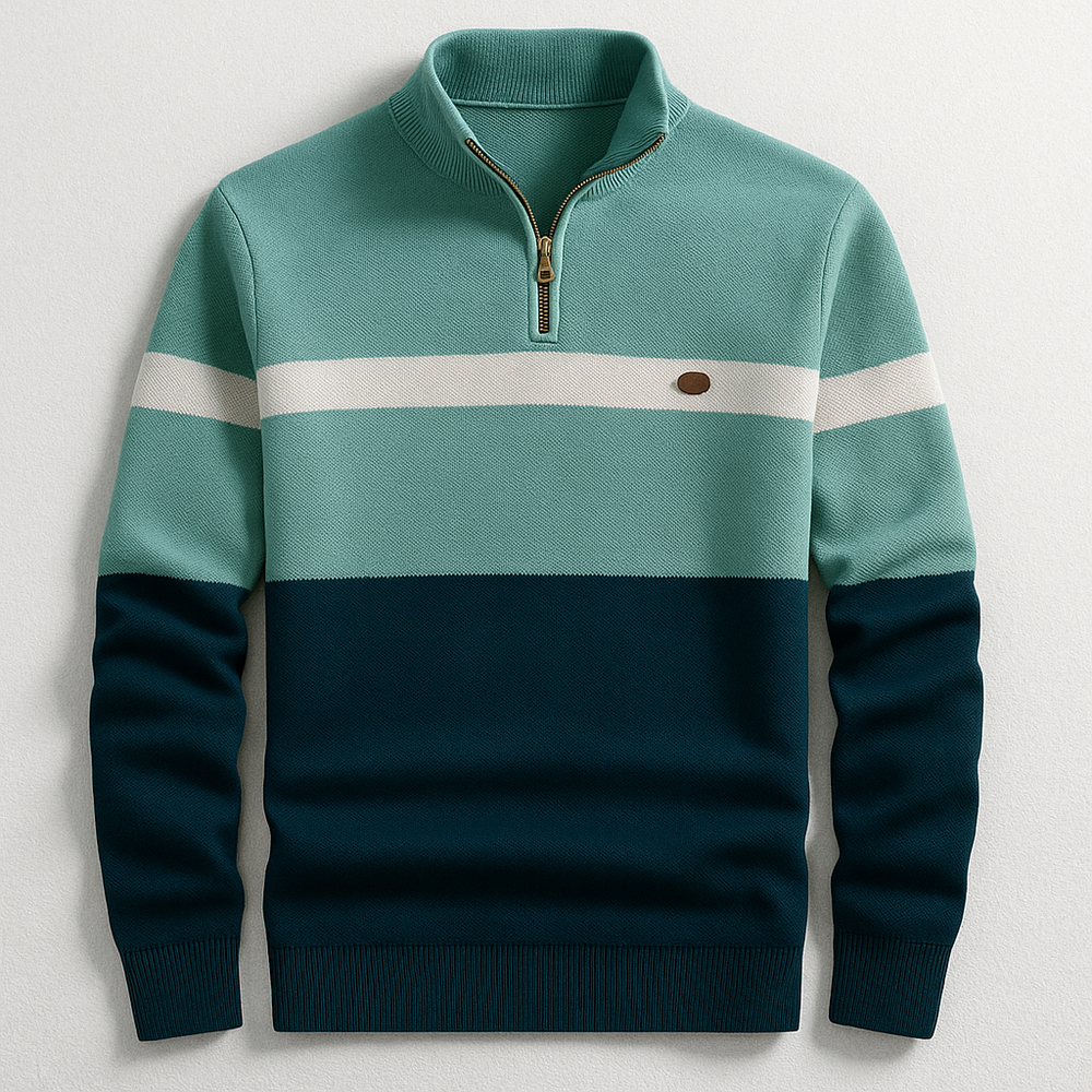 Herren Baumwoll Pullover zum Schichten in Grün Marineblau