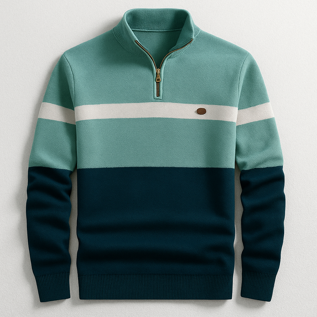 Herren Baumwoll Pullover zum Schichten in Grün Marineblau
