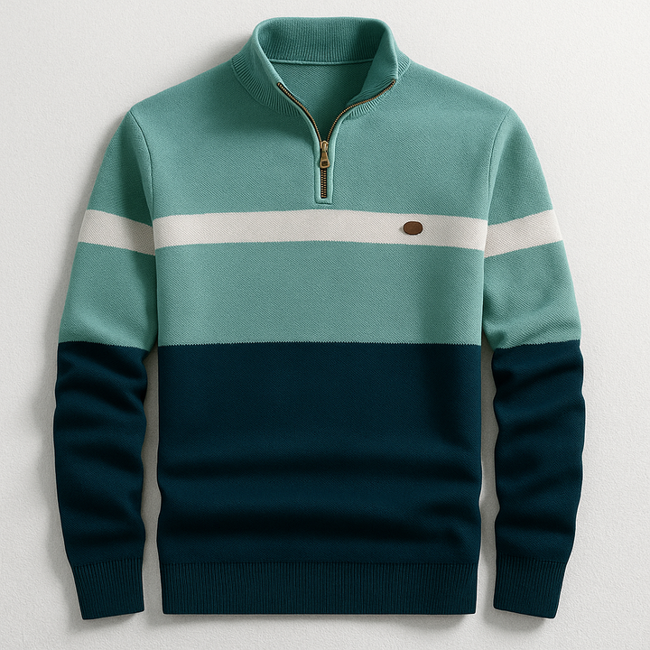 Herren Baumwoll Pullover zum Schichten in Grün Marineblau
