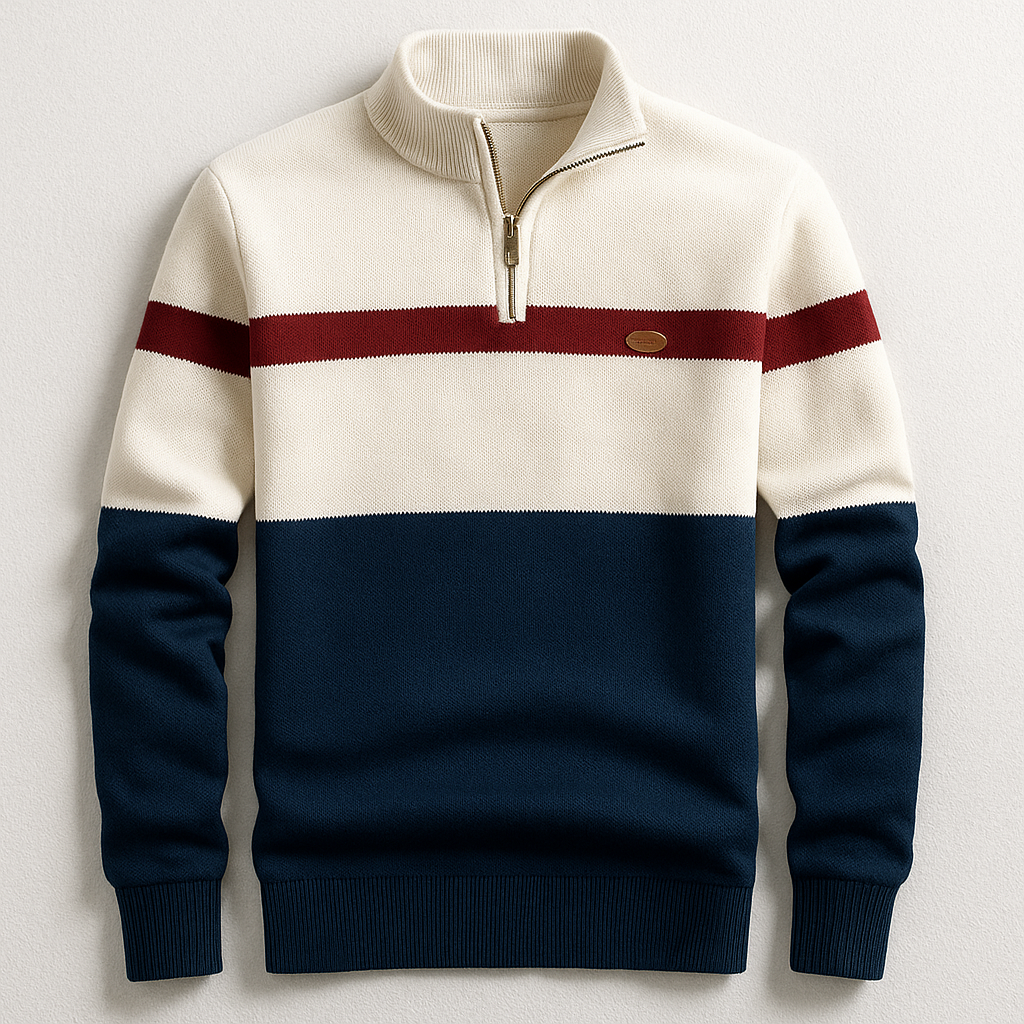 Herren Baumwoll Pullover zum Schichten in Marineblau Weiß