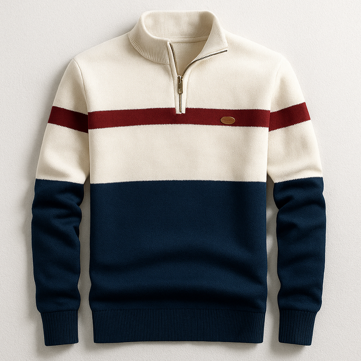 Herren Baumwoll Pullover zum Schichten in Marineblau Weiß