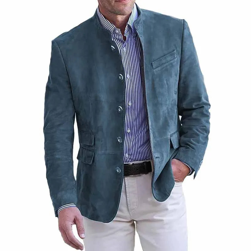 Herren Businessjacke im leichten modernen Stil in Seeblau