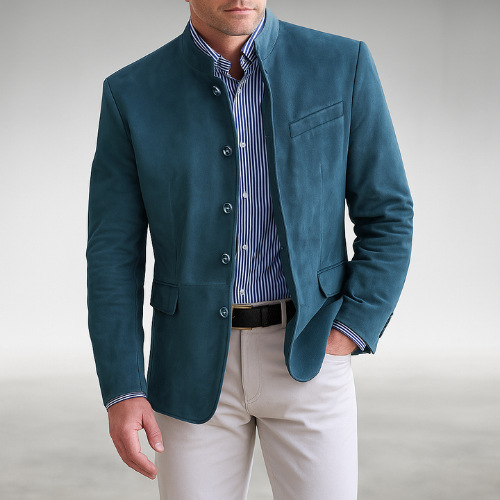 Herren Cardigan mit modernem Schnitt und Struktur in Blau