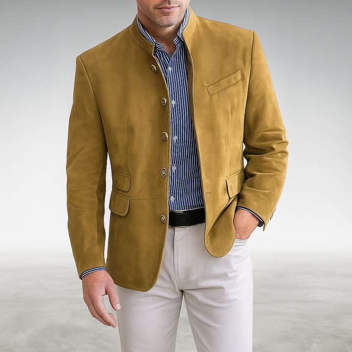Herren Cardigan mit modernem Schnitt und Struktur in Gelb