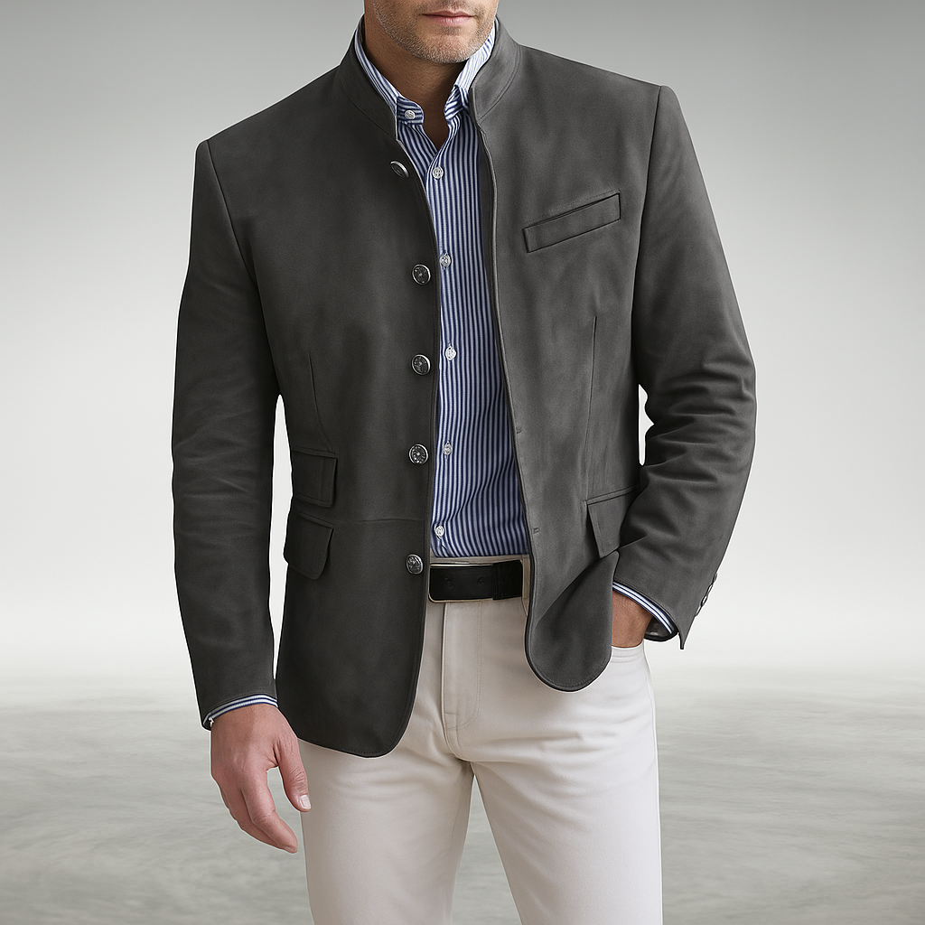 Herren Cardigan mit modernem Schnitt und Struktur in Grau