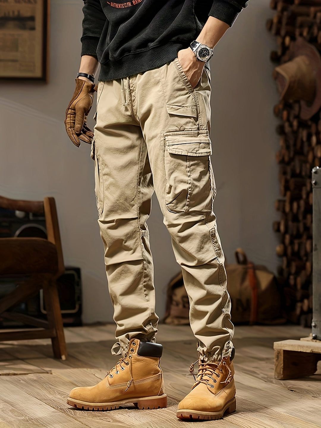 Herren Cargo Hose für lässigen Alltags-Stil in Khaki