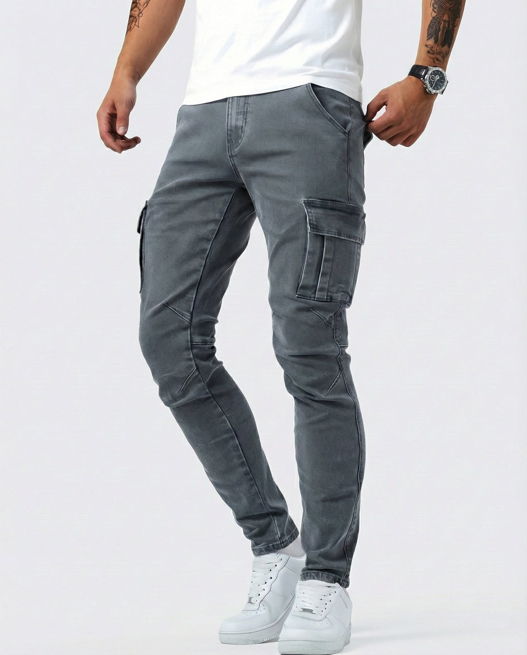 Herren Cargo-Hose mit Stretch für den Alltag in Grau
