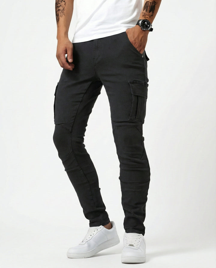 Herren Cargo-Hose mit Stretch für den Alltag in Schwarz