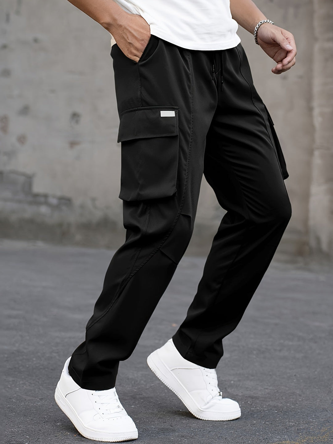 Herren Cargo-Hose Modern für Alltag in Schwarz