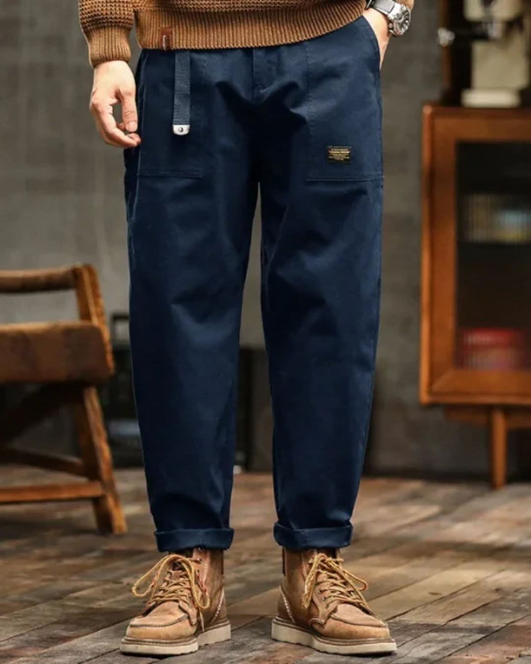 Herren Cargohose Comfort-Fit mit praktischen Taschen in Blau