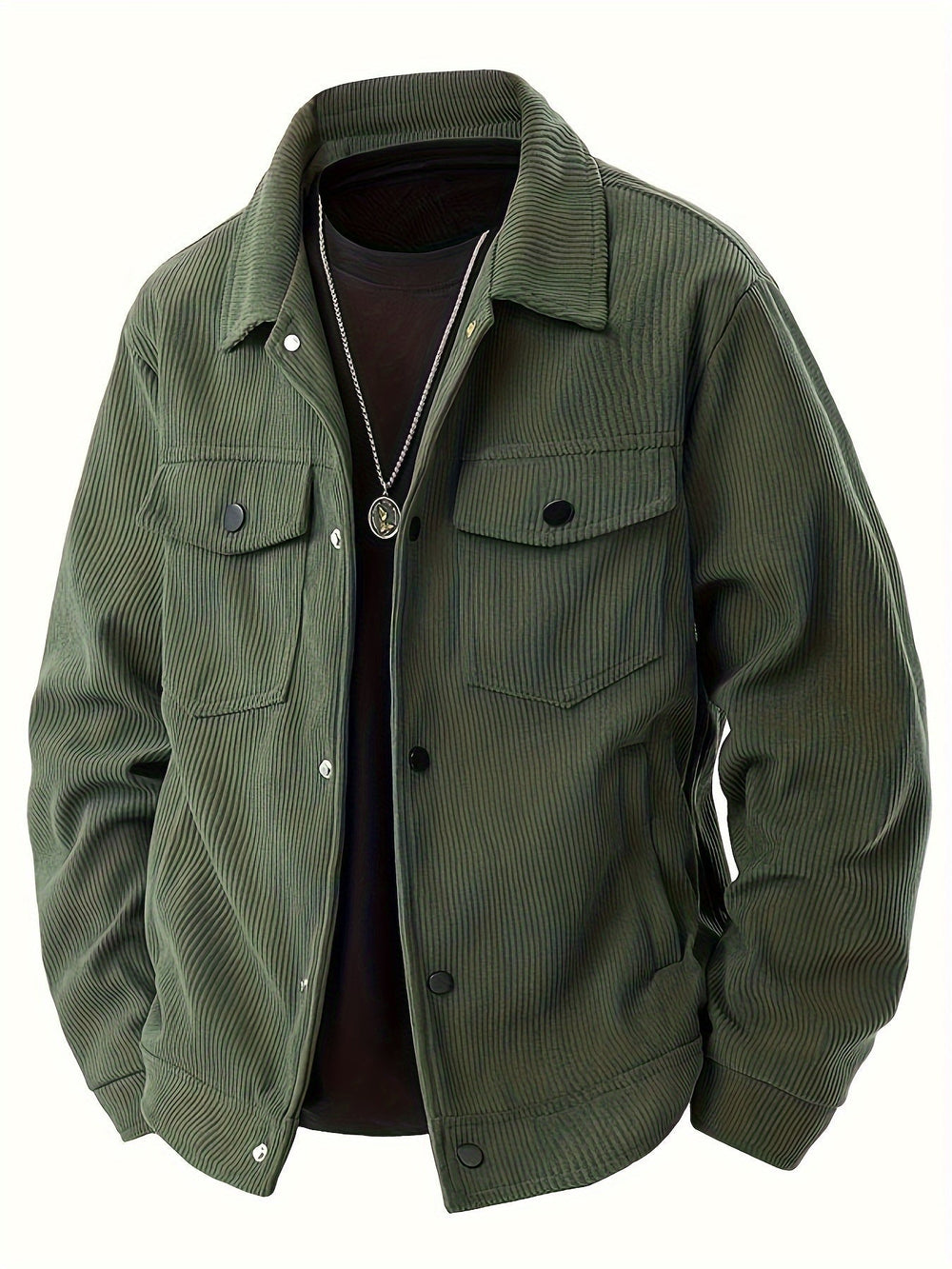 Herren Cordjacke mit strukturiertem Schnitt in Grün