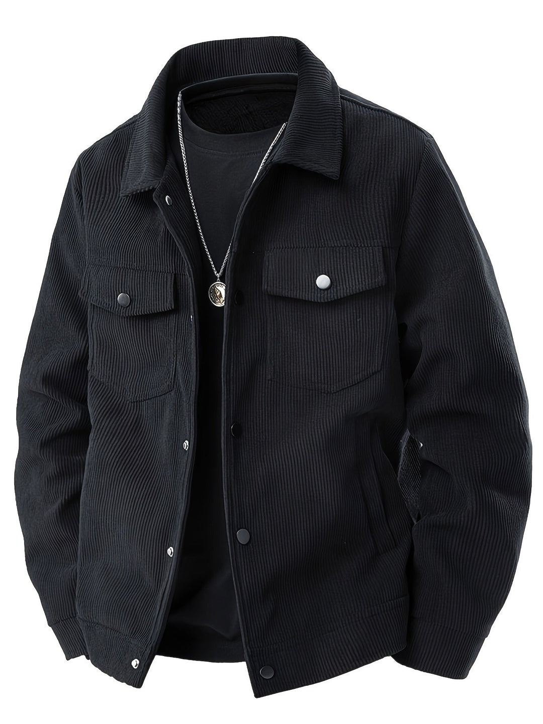 Herren Cordjacke mit strukturiertem Schnitt in Schwarz