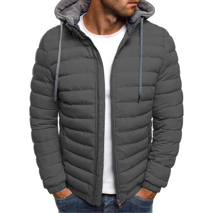 Herren Daunenjacke mit Kapuze für Herbst in Grau