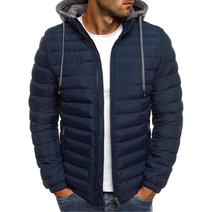 Herren Daunenjacke mit Kapuze für Herbst in Navyblau