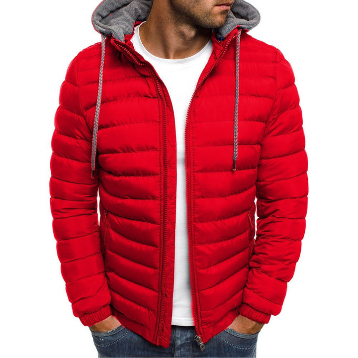 Herren Daunenjacke mit Kapuze für Herbst in Rot