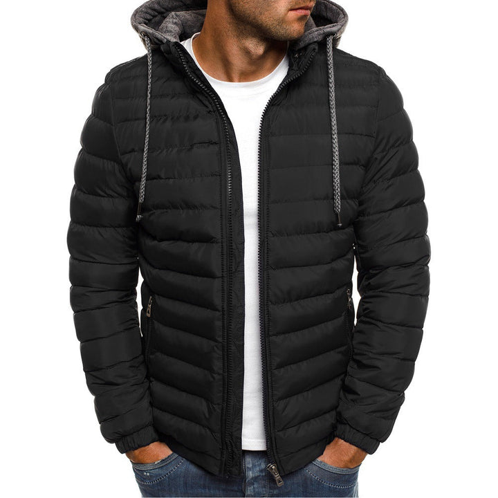 Herren Daunenjacke mit Kapuze für Herbst in Schwarz