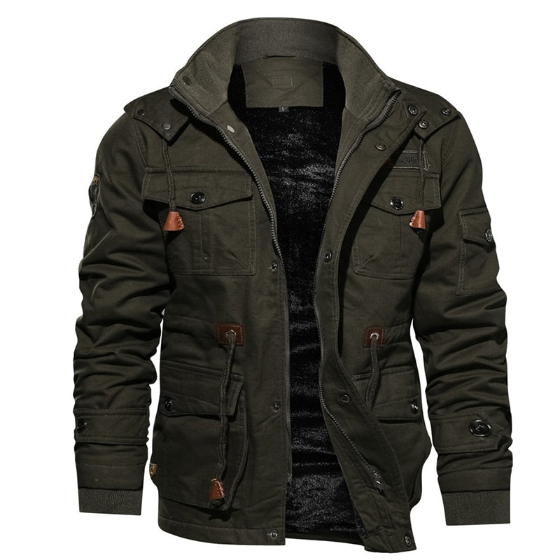 Herren Eleganter Herbstmantel mit Leder in Grün