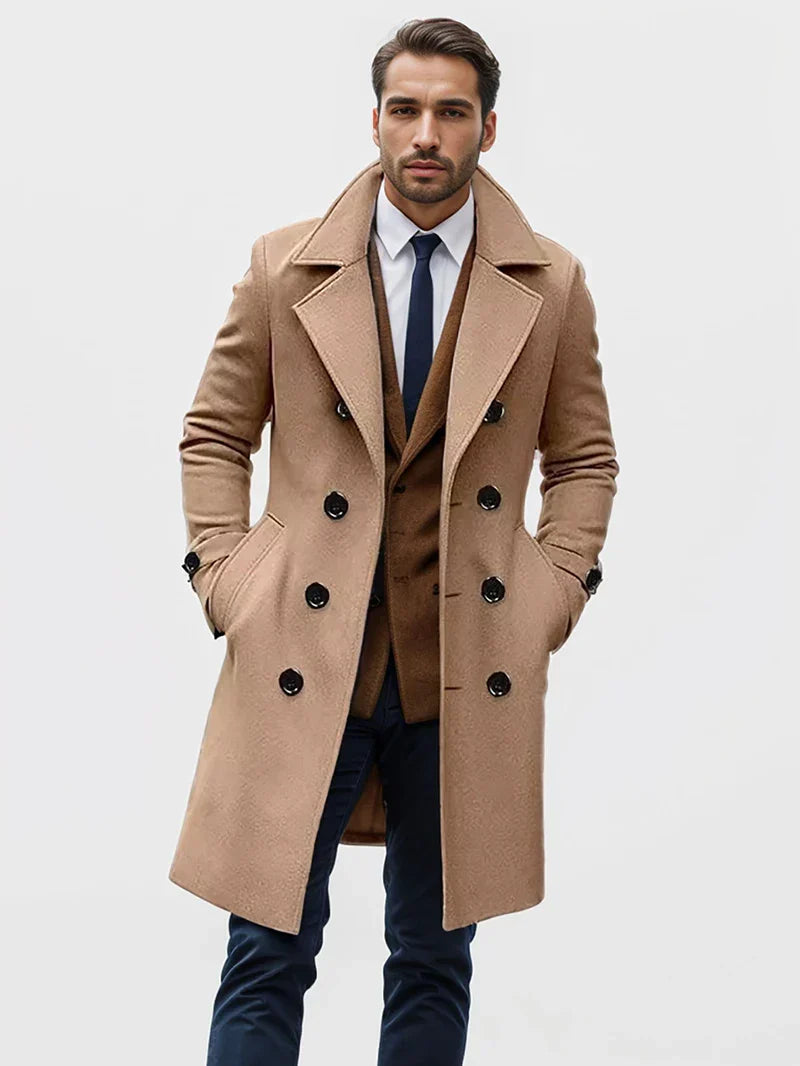 Herren Eleganter Wollmantel im Trench-Stil (3)