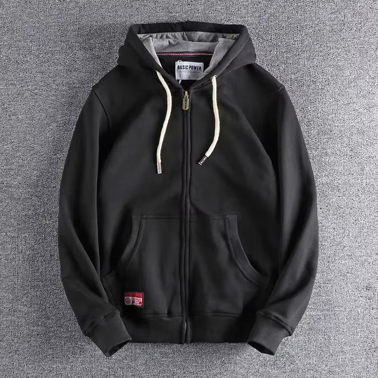 Herren Fleece Kapuzenpullover für kühle Tage in Schwarz