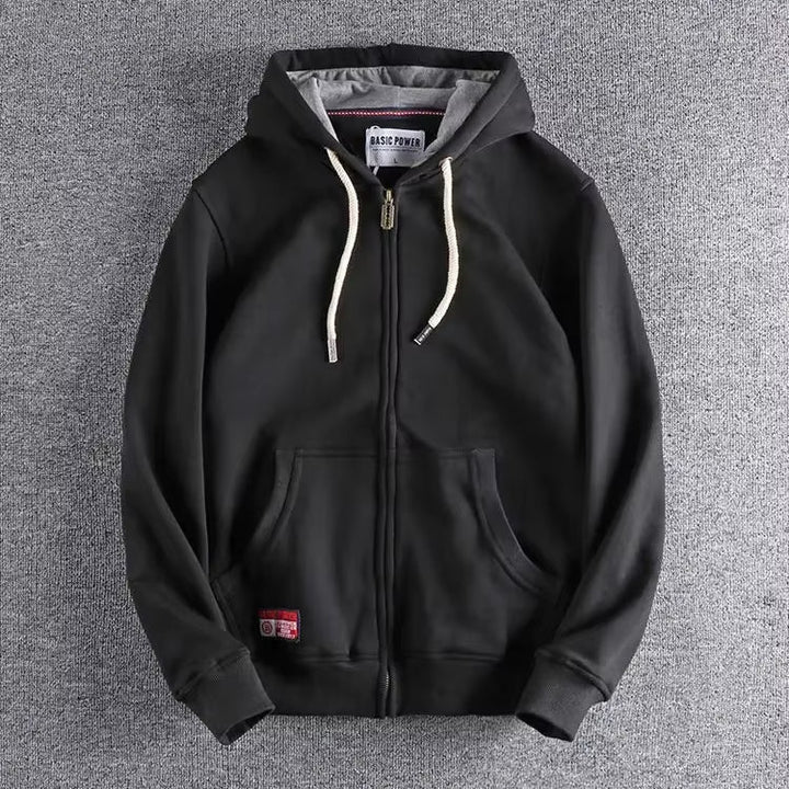 Herren Fleece Kapuzenpullover für kühle Tage in Schwarz