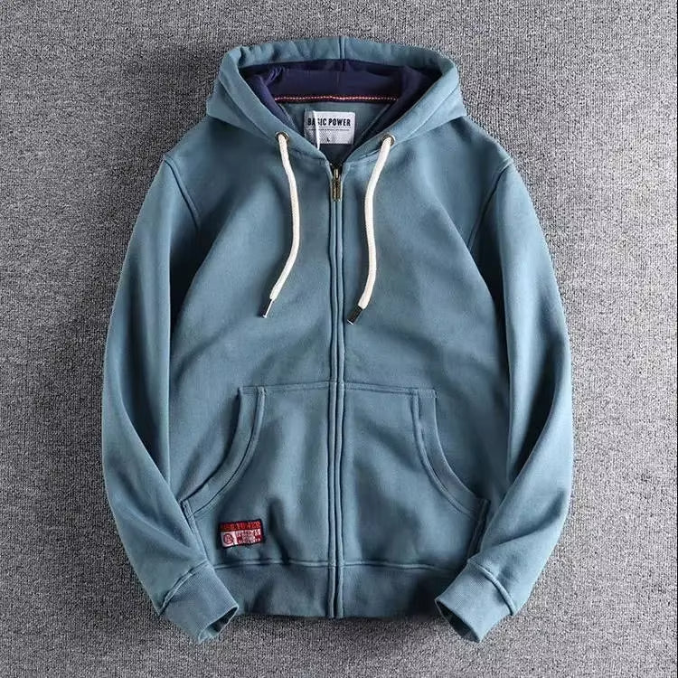 Herren Fleece Kapuzenpullover für kühle Tage in Türkisblau