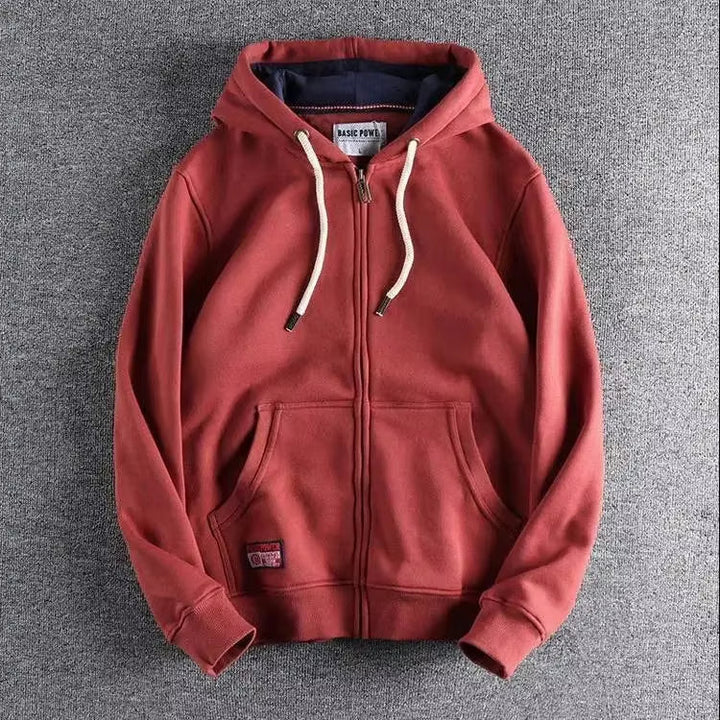 Herren Fleece Kapuzenpullover für kühle Tage in Ziegelrot