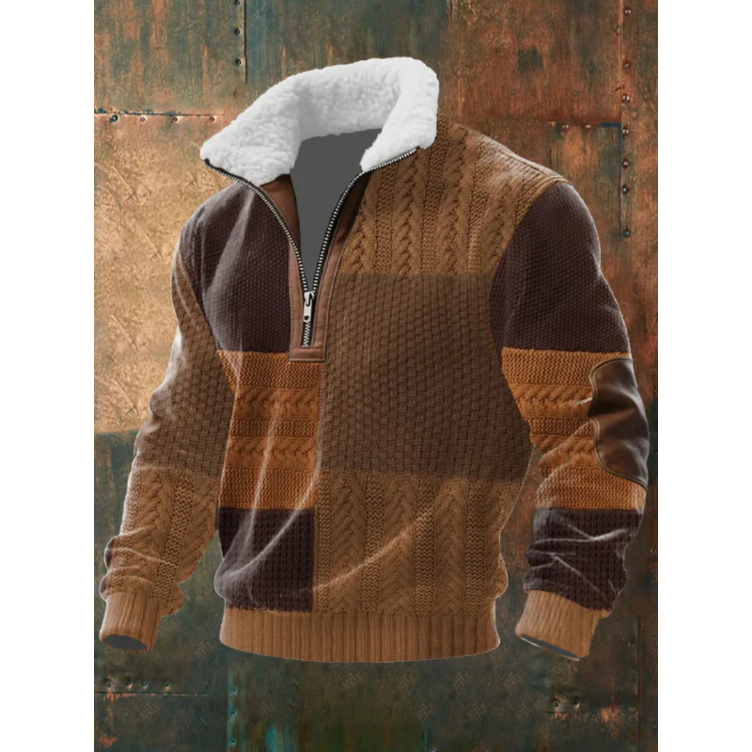 Herren Fleece-Pullover für eleganten Alltag in Dunkelbraun
