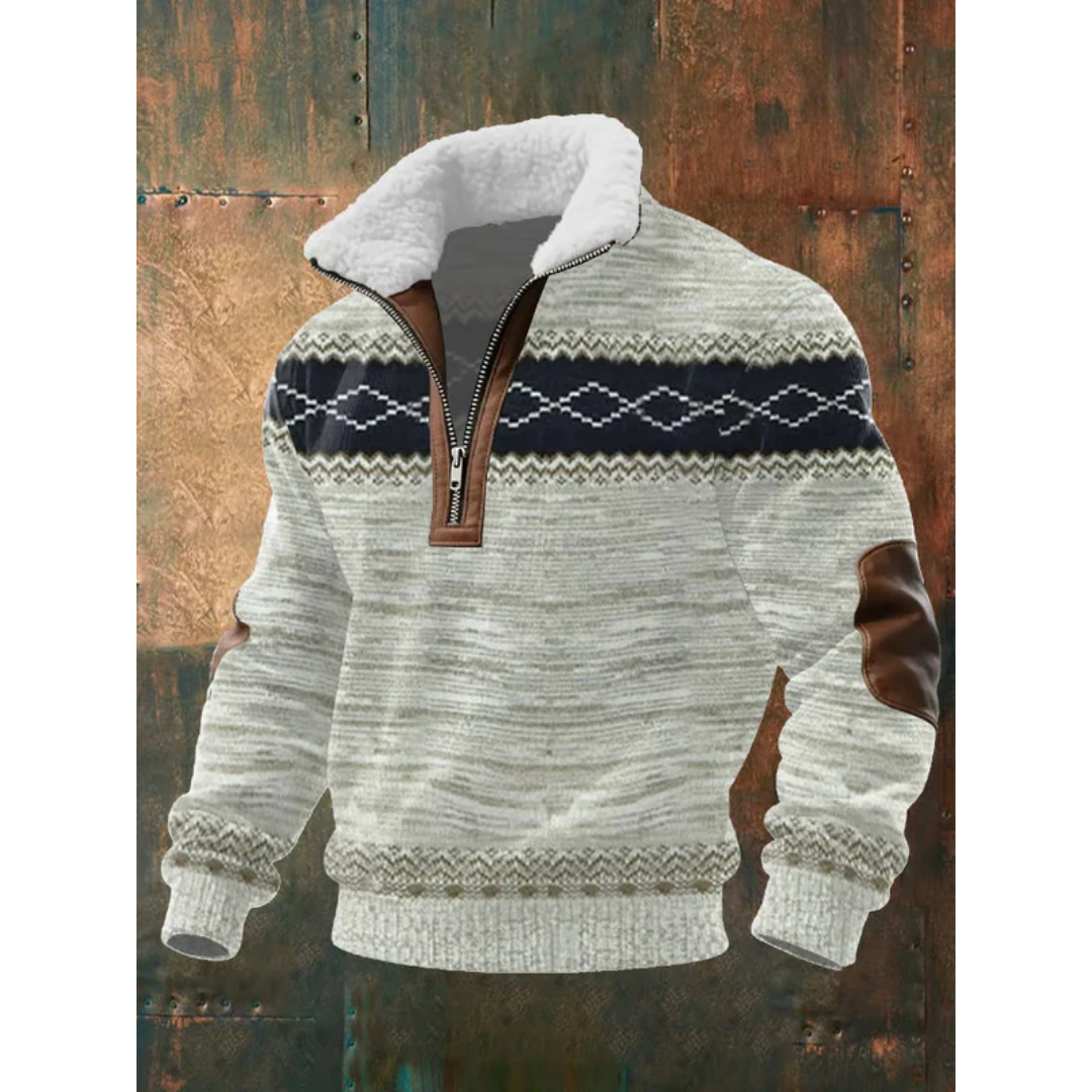 Herren Fleece-Pullover für eleganten Alltag in Grau/Schwarz