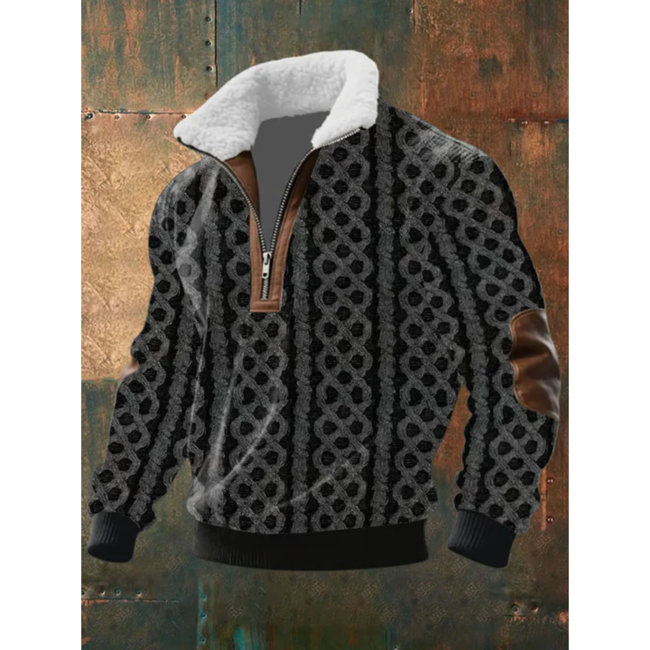 Herren Fleece-Pullover für eleganten Alltag in Schwarz/Braun