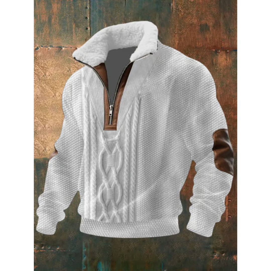 Herren Fleece-Pullover für eleganten Alltag in Weiß