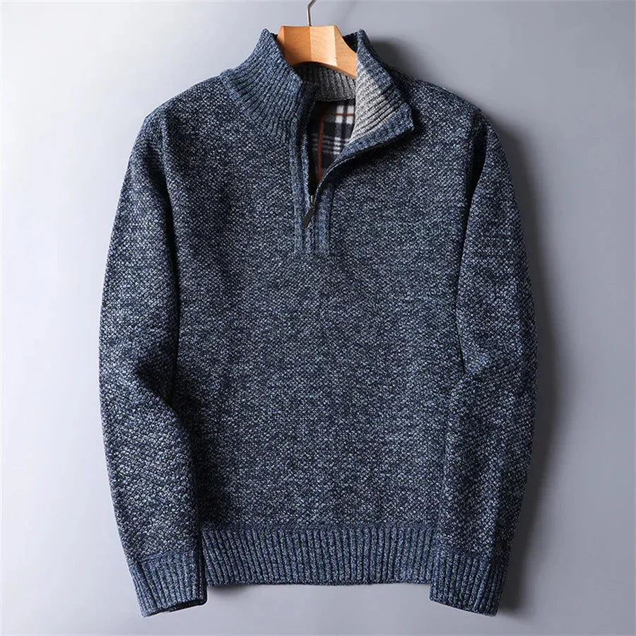 Herren Fleece Pullover Tailliert im Alltag in Blau