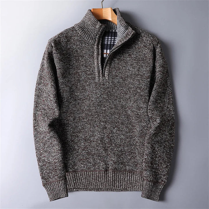 Herren Fleece Pullover Tailliert im Alltag in Braun