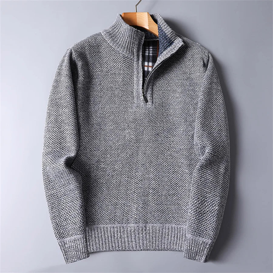 Herren Fleece Pullover Tailliert im Alltag in Hellgrau