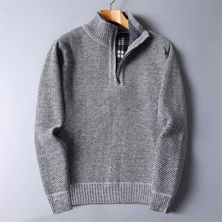 Herren Fleece Pullover Tailliert im Alltag in Hellgrau