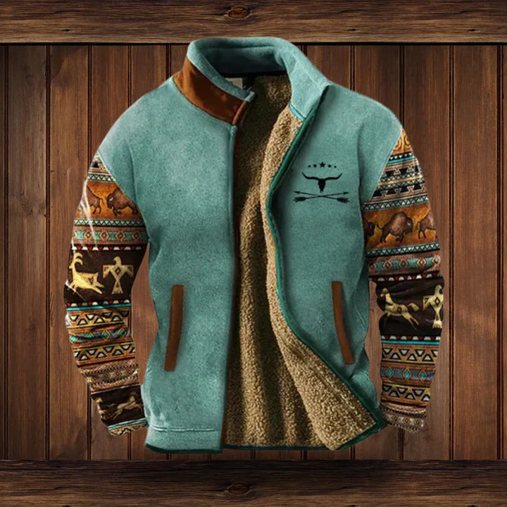 Herren Fleeceweste Urban Blockdesign für Outdoor in Blau mit Aufdruck
