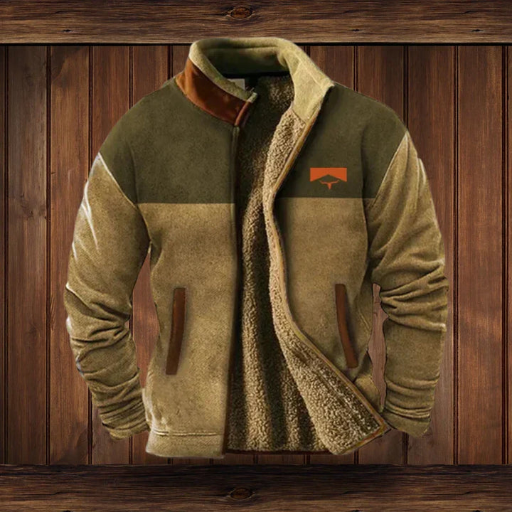 Herren Fleeceweste Urban Blockdesign für Outdoor in Braun