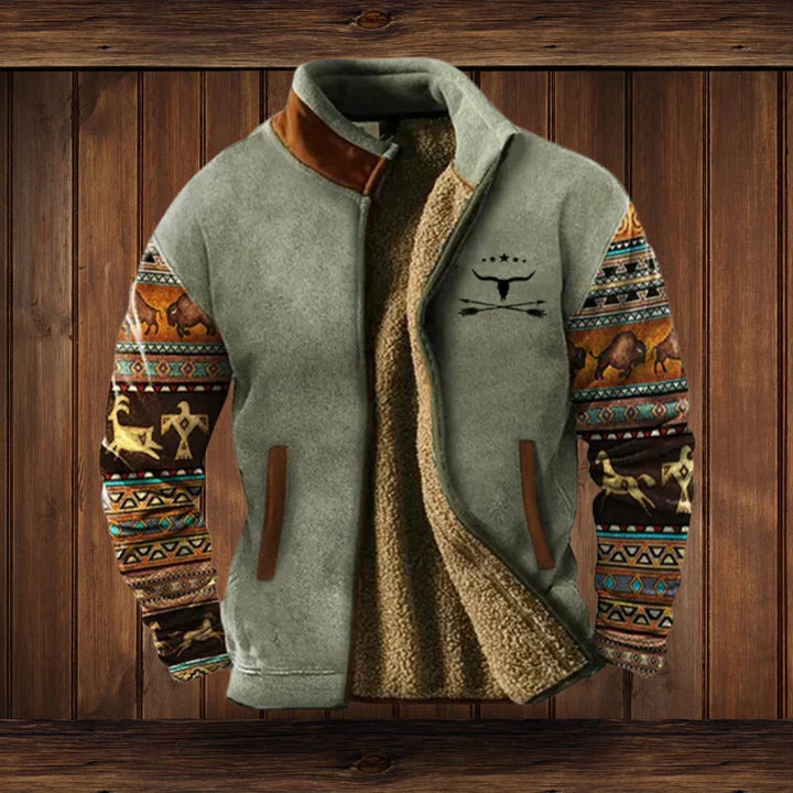 Herren Fleeceweste Urban Blockdesign für Outdoor in Grau mit Aufdruck