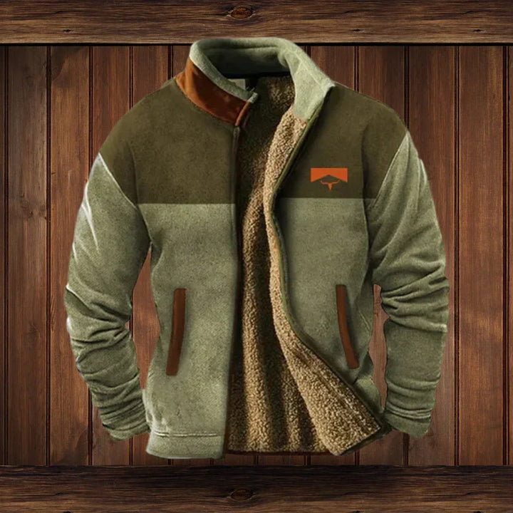 Herren Fleeceweste Urban Blockdesign für Outdoor in Grün