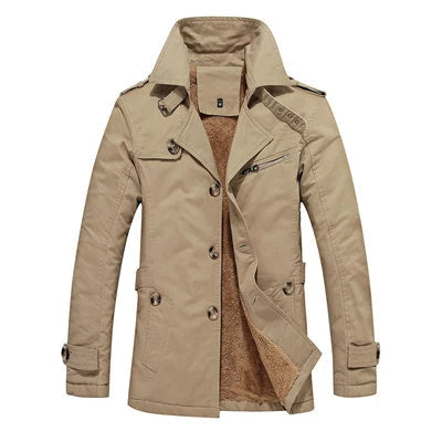 Herren Gepolsterte Trench Jacke für Herbst in Khaki