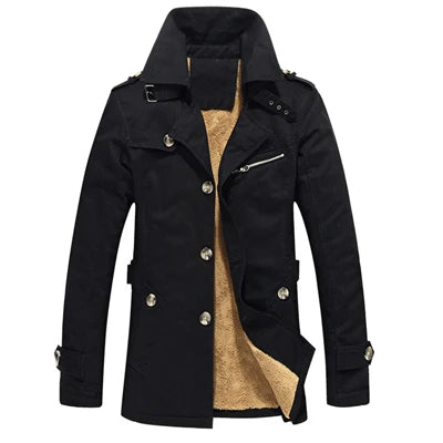 Herren Gepolsterte Trench Jacke für Herbst in Schwarz