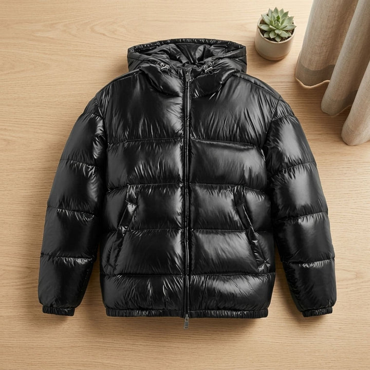 Herren Gesteppte Daunenjacke für Winter und Outdoor in Schwarz