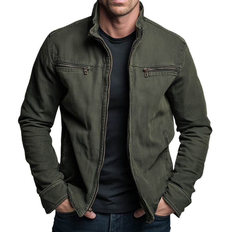 Herren Jacke aus Baumwolle für Herbst in Army Green