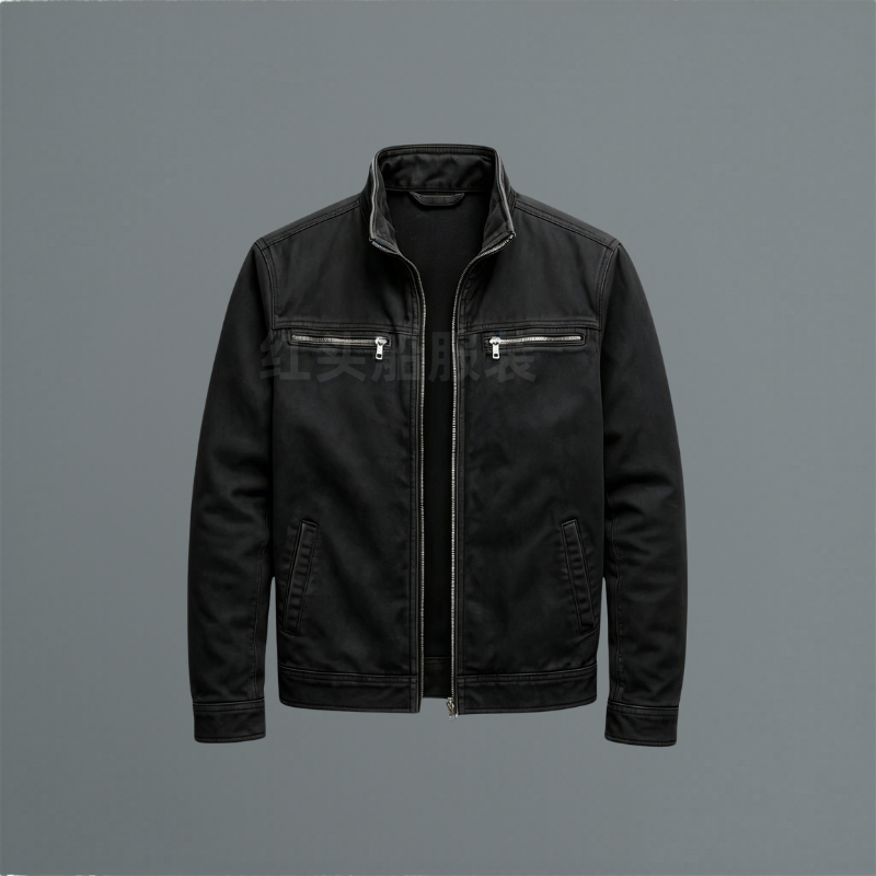 Herren Jacke aus Baumwolle für Herbst in Schwarz