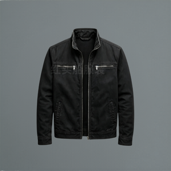 Herren Jacke aus Baumwolle für Herbst in Schwarz