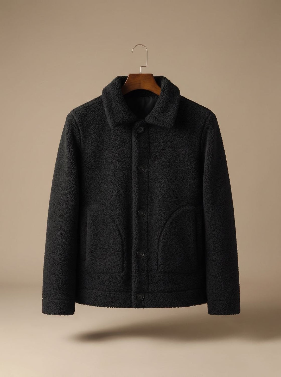 Herren Jacke aus Sherpa-Fleece zum Schichten in Schwarz